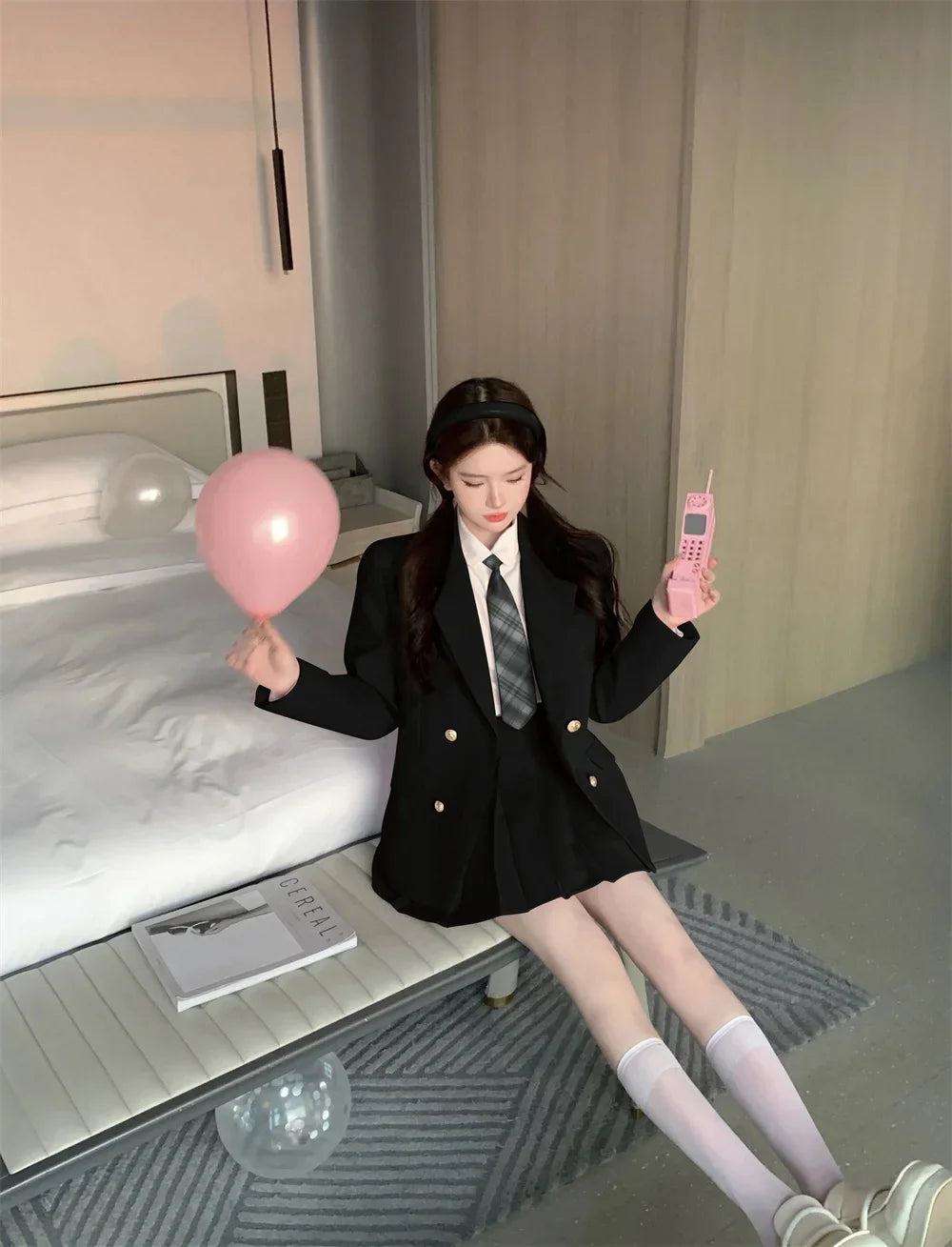 Voguable  Japanese Student JK School Uniform Korean Sweet Blazers School Girls Uniform Kawaii Mini Pleated Skirt Uniform Y2k