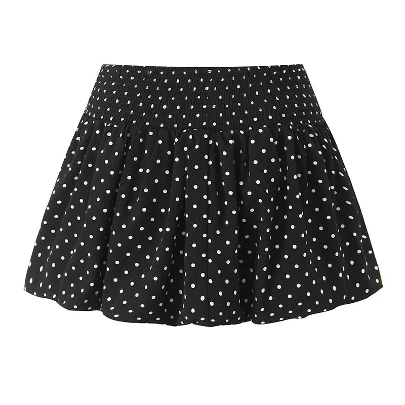 American Retro Elastic Waist Polka Dot Mini Skirt Holiday Short Bud Skirts Y2K New