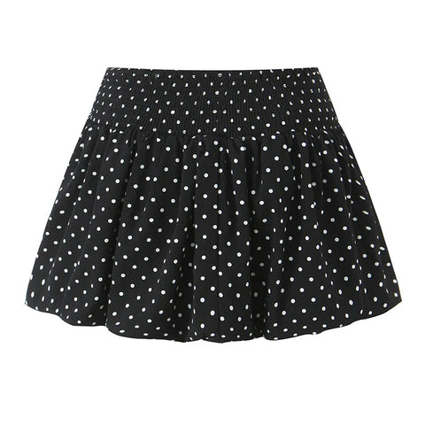 American Retro Elastic Waist Polka Dot Mini Skirt Holiday Short Bud Skirts Y2K New