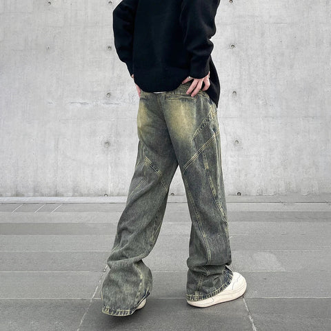 Vintage Flared Jeans Wide Leg Baggy Trousers Streetwear Distressed Original Street Y2k Denim Pants Winter