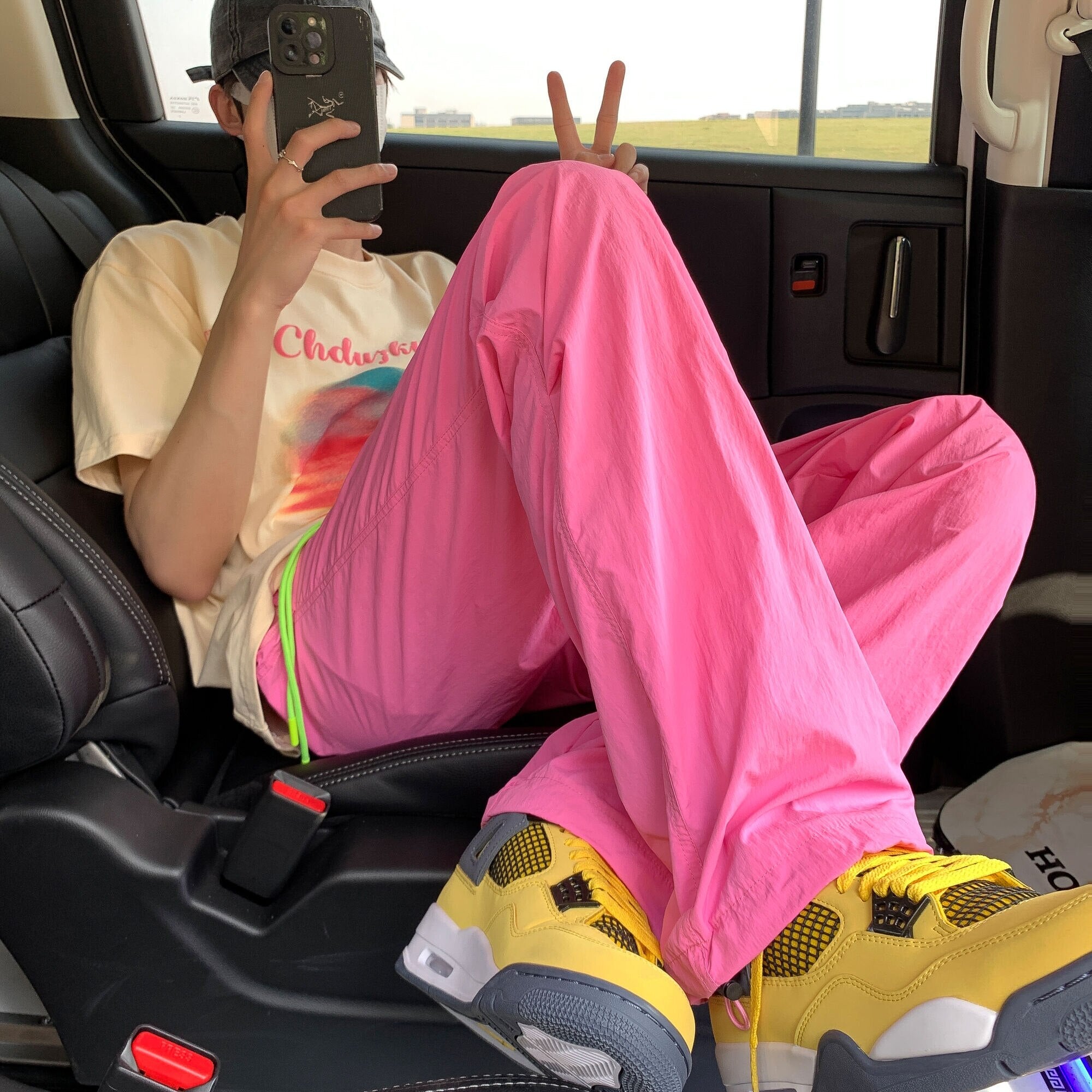 American Trend Y2k Parachute Casual Pants Baggy Solid Color Quick Drying Cargo Pants Waterproof Ice Silk Straight Trousers