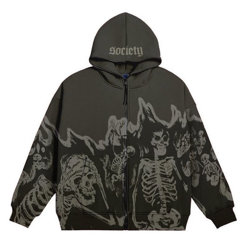 Voguable Star Letter Print Hoodie Zip Up Long Sleeve Oversized Jacket Coat Harajuku Gothic Hooded Sweatshirt Y2K Teen Clothes