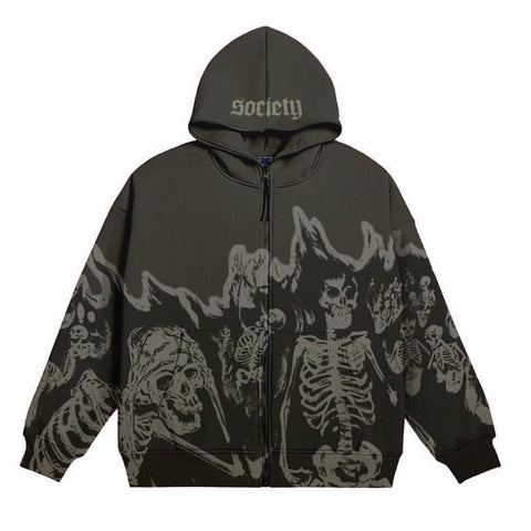 Voguable Star Letter Print Hoodie Zip Up Long Sleeve Oversized Jacket Coat Harajuku Gothic Hooded Sweatshirt Y2K Teen Clothes