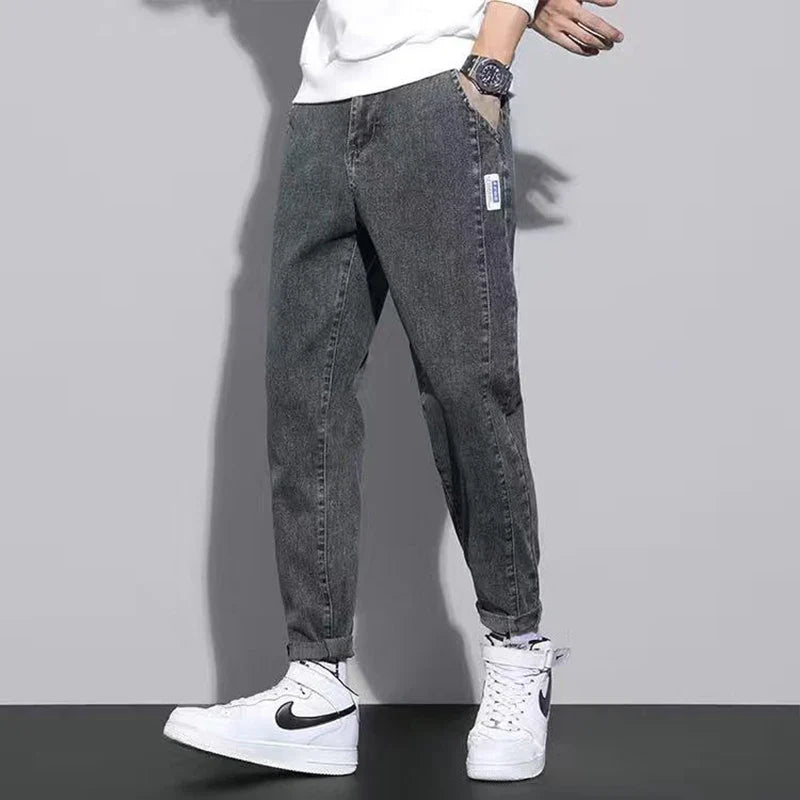 Y2K Korean Vintage Harajuku Jeans Clothes Loose Casual Trousers Stretch Leggings Trend All Match Pants