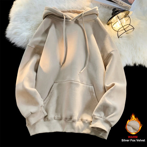 Y2k Pullover Hooded Oversize Hoody Sweatshirt Tops Solid Drop Shoulder Harajuku Streetwear Clothes