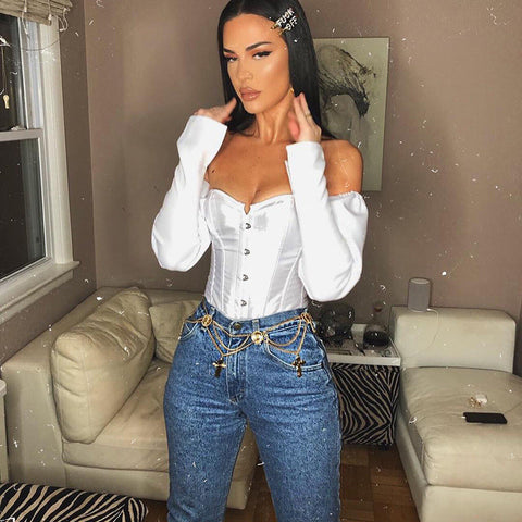 Voguable  Y2k Corset and Bustier Steel Bone Underbust Shaper T Shirts Off Shoulder Corset T-Shirt Body Shaping Waist Outfits