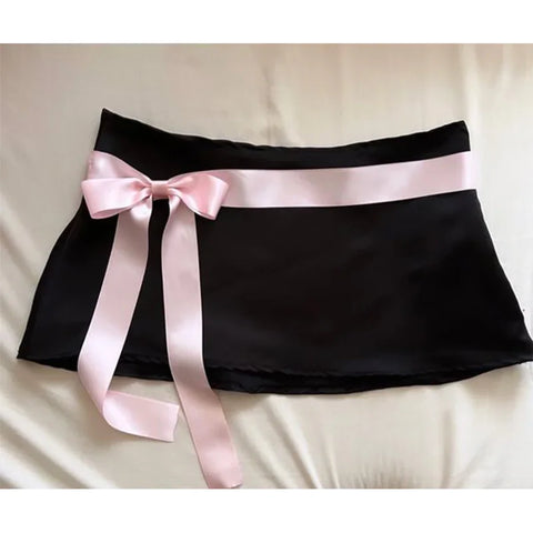 dress lace Harajuku solid color Y2K slit short skirt cute emo girls comfortable satin aesthetic sling dress