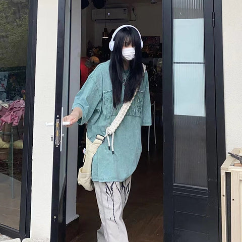 High Street Long TShirts Y2K Clothes For Woman T Shirt Korean Streetwear Clothes Harajuku Oversize T-Shirts Femme
