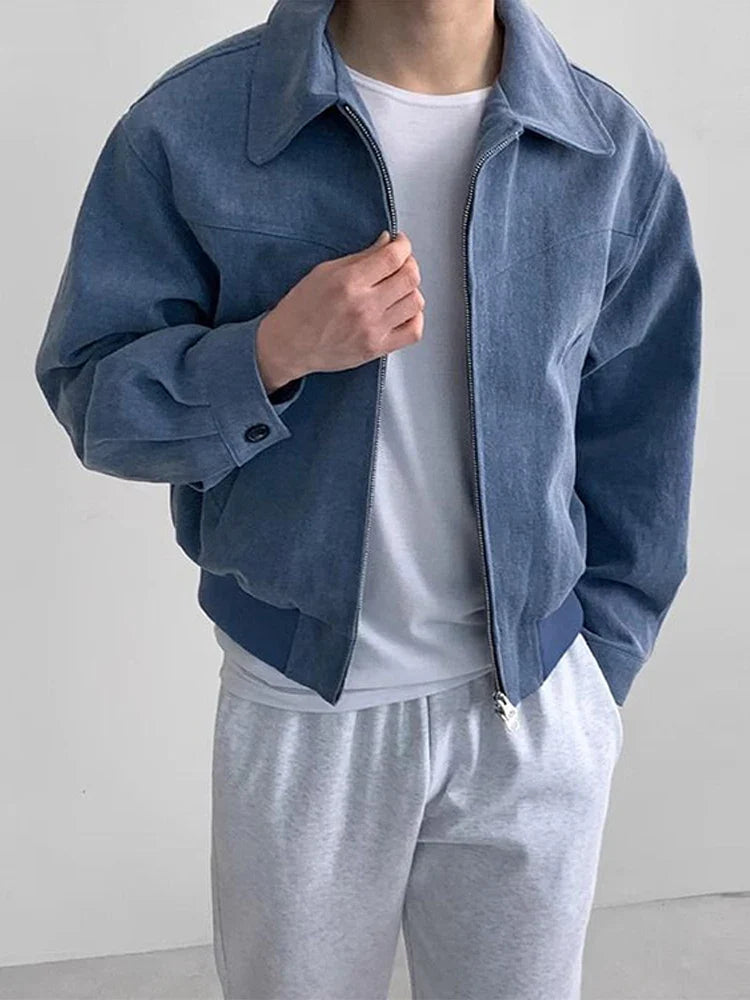 Short Bomber Jackets Retro Y2k Lapel Zipper Pocket Windbreaker Coats Luxury High Quality Overcoat Streetwear