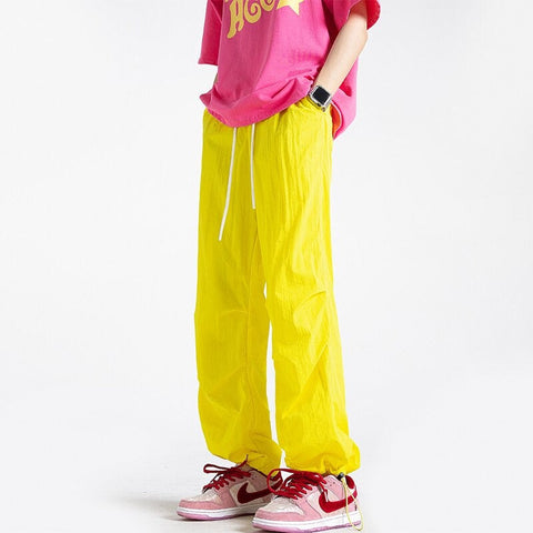 Solid Color Casual Pants Thin Loose Trend Paratrooper Ice Silk Pants Man Streetwear Y2k Trousers Oversized M-5XL