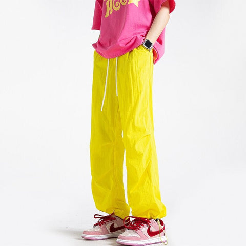 Solid Color Casual Pants Thin Loose Trend Paratrooper Ice Silk Pants Man Streetwear Y2k Trousers Oversized M-5XL