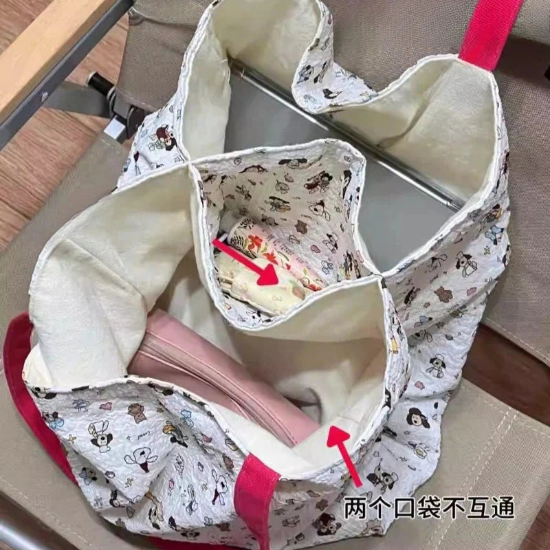 Sweet Kawaii Dog Print Canvas Underarm Bag High-capacity Cartoon Harajuku Shoulder Handbags Trendy Tote Bags Y2k Aesthetic