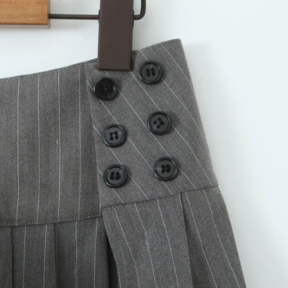 Mini skirt y2k clothes kawaii korean striped skirts for grey mini skirts woman pleated micro skirts with buttons