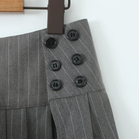 Mini skirt y2k clothes kawaii korean striped skirts for grey mini skirts woman pleated micro skirts with buttons
