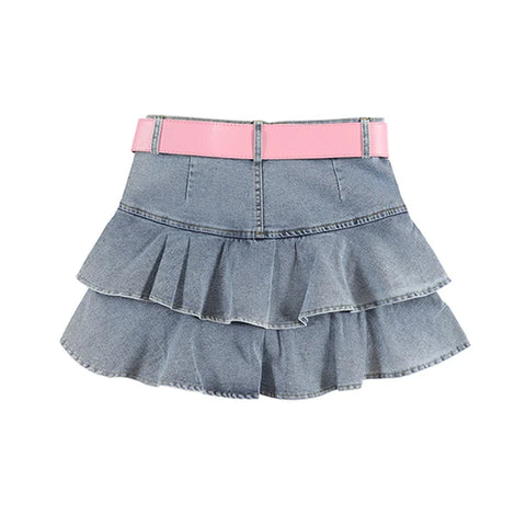 Voguable Vintage Skirts Y2k Korean Style Jean Skirt Blue Kawaii Harajuku A-Line Denim Skirt Chic Casual Clothes