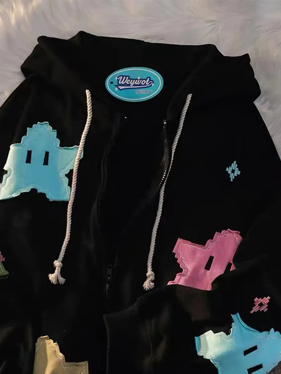 s Oversized Zip Up Hoodies Sweatshirts Y2K Clothes Cute Teen Girl Fall Casual Drawstring Jackets with Pockets