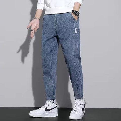 Y2K Korean Vintage Harajuku Jeans Clothes Loose Casual Trousers Stretch Leggings Trend All Match Pants