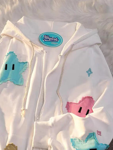 s Oversized Zip Up Hoodies Sweatshirts Y2K Clothes Cute Teen Girl Fall Casual Drawstring Jackets with Pockets