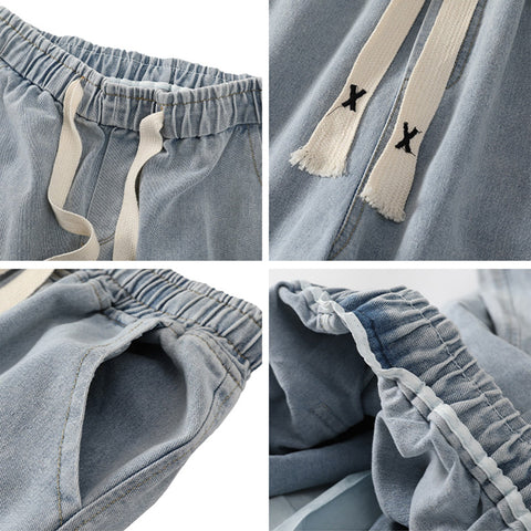 Japanese Style Trend Y2k Baggy Straight Jeans Wide Leg Solid Color Casual Denim Pants High Street Trousers