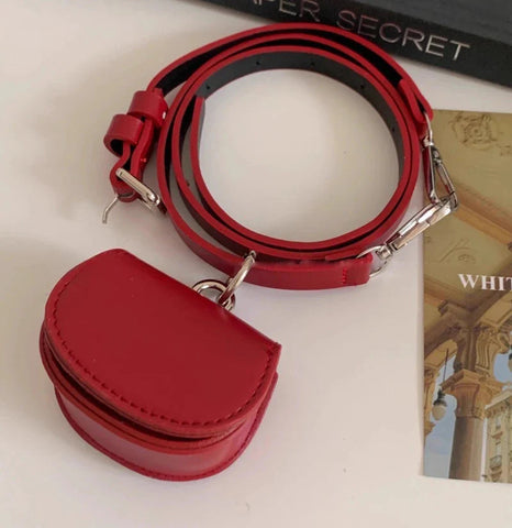 Korean All Match Mini Handbags Vintage Ins Belt Purses Solid Leather Streetwear Simple Waist Packs Y2k Aesthetic