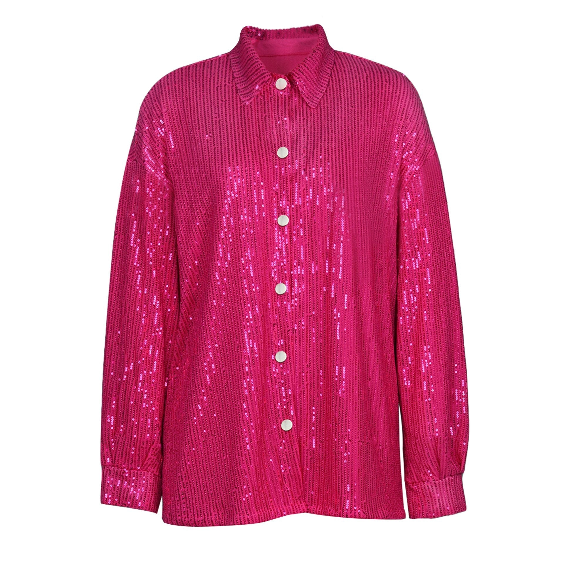 Turn-down Collar Long Sleeve FeY2k Shirts Dresses Glitter Sequins Party Shirt Dress Streetwear Clothes