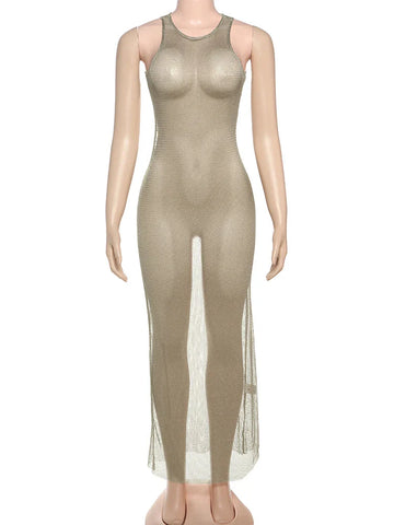 Hottie Coquette Dress Y2K Bright Silk Music Festivals Hipster Midnight Sleeveless Hollow Clubwear Vestidos