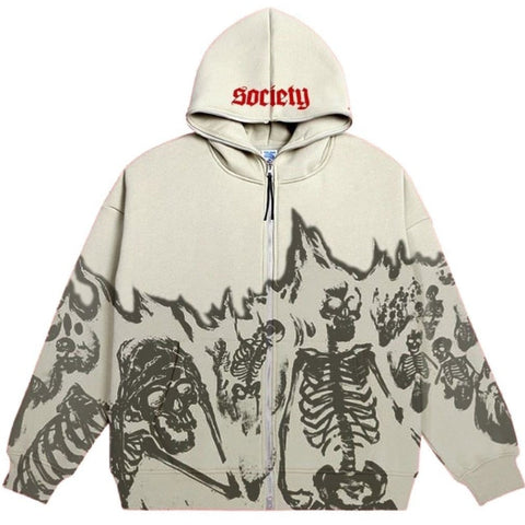 Voguable Star Letter Print Hoodie Zip Up Long Sleeve Oversized Jacket Coat Harajuku Gothic Hooded Sweatshirt Y2K Teen Clothes