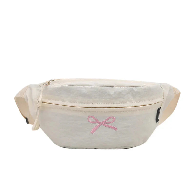 All Match Kawaii Bow Embroidery Chest Bags Korean Casual Y2k Aesthetic Shoulder Bag Vintage Simple Chic Handbags Crossbody