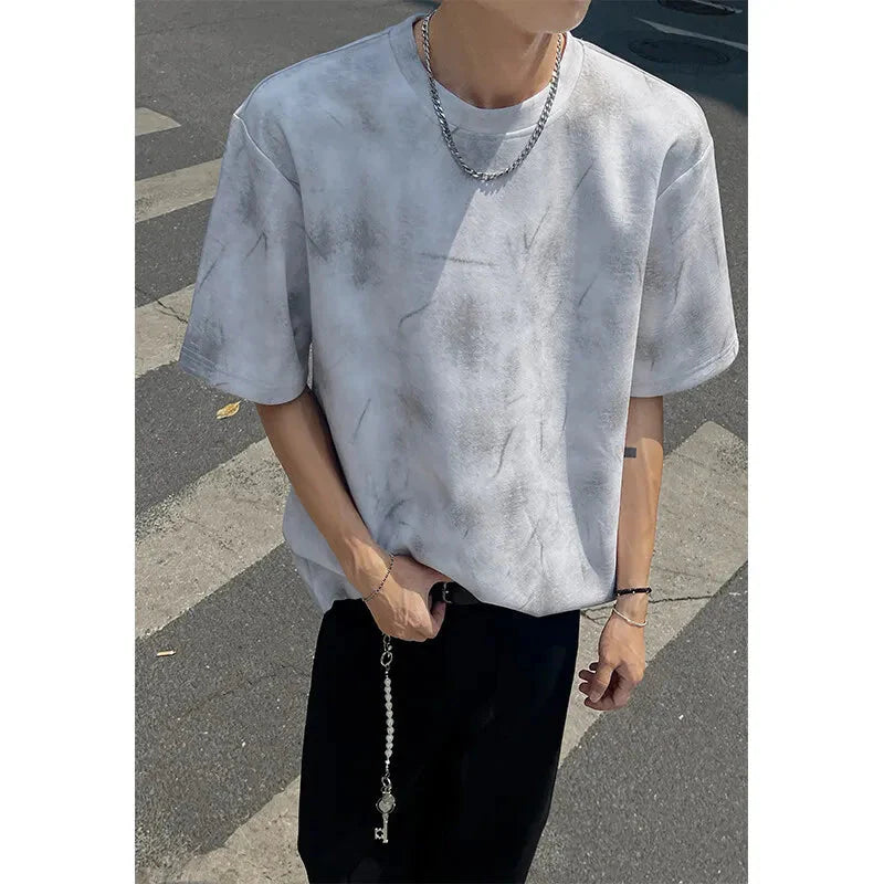 Loose Fit Tie Dye Short Sleeve Round Neck T-Shirt Casual Streetwear Soft Breathable Oversized Tee Comfy Y2K
