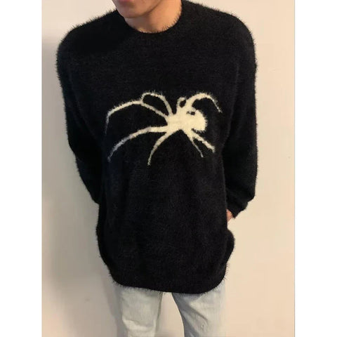 Winter Harajuku Animal Sweaters Casual Spider Knitwear Tops Long Sleeve Pullover Y2K All Match Clothes