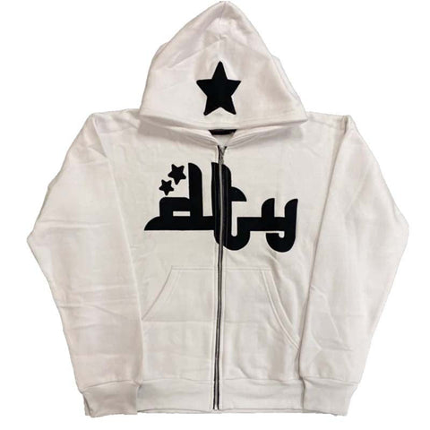 Voguable Star Letter Print Hoodie Zip Up Long Sleeve Oversized Jacket Coat Harajuku Gothic Hooded Sweatshirt Y2K Teen Clothes
