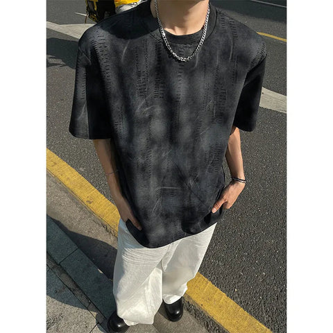 Loose Fit Tie Dye Short Sleeve Round Neck T-Shirt Casual Streetwear Soft Breathable Oversized Tee Comfy Y2K