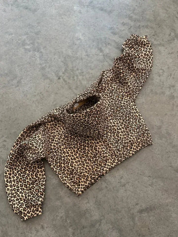 Y2k Leopard Print Vintage Hoodies American Retro Streetwear Hiphop Oversized Hooded Sweatshirt