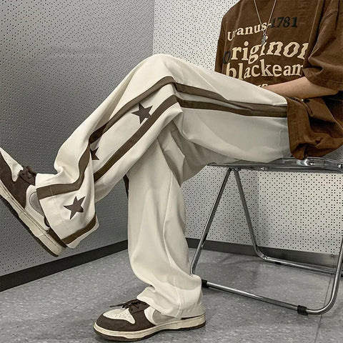 Voguable Y2K Star Sweatpants Black Sports Pants Wide Leg Trousers Japanese Streetwear Hip Hop Graphic Loose Casual