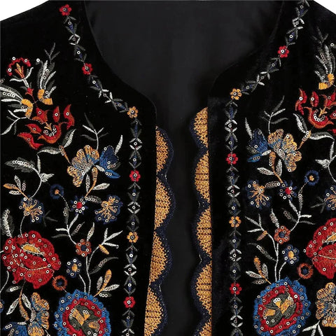 Vintage Waistcoat y2k Aesthetic Vest Flower Embroidery Sleeveless Cardigan Coat Tops 2000s Clothing Streetwear