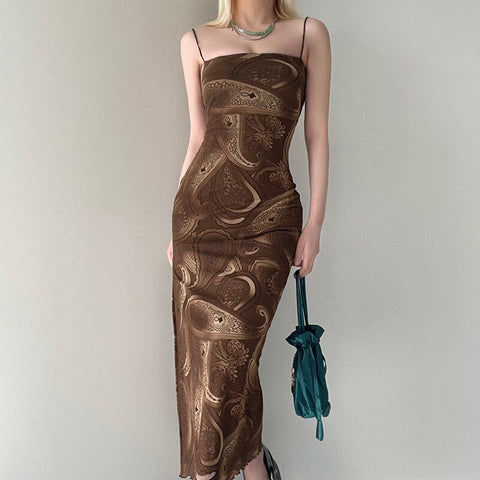 Voguable  Brown Fairy Mini Dress 90s Vintage Spaghetti Strap Ruffles Short Dress Lace Boho Party Holiday Sundress Y2K Streetwear