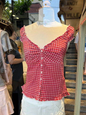 Ruffles White Basic Blouse Top for Woman Folds Single Breasted Sleeveless Tank Tops Casual Cotton Vest Y2k Sweet Camisole