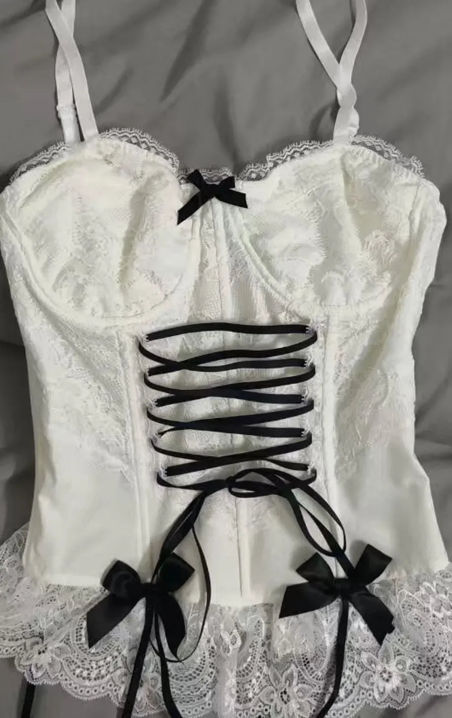 Y2k Camis Sweet Girl Sling Streetwear Bow White Bandage Kawaii Slim Topss Harajuku Crop Tank Top