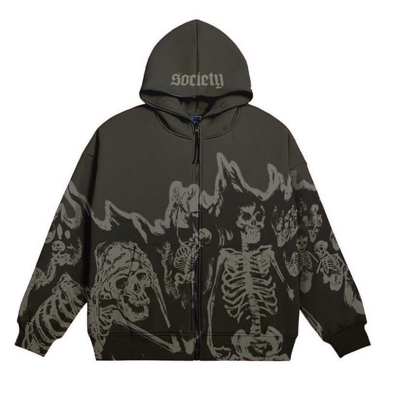 Voguable Star Letter Print Hoodie Zip Up Long Sleeve Oversized Jacket Coat Harajuku Gothic Hooded Sweatshirt Y2K Teen Clothes