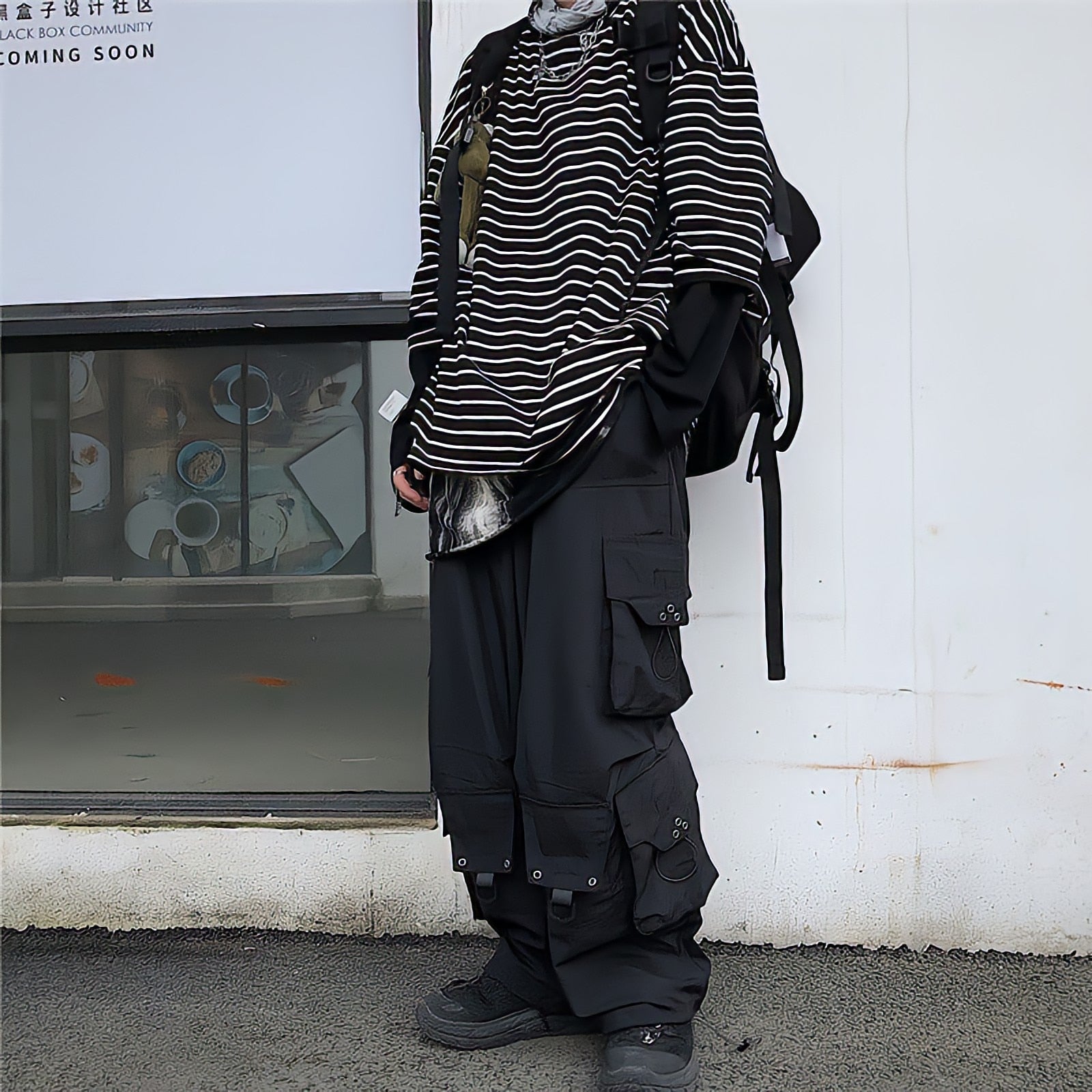 Black Cargo Pants High Waist Hip Hop Loose Vintage Streetwear Grunge Y2k Punk Casual Straight Wide Leg Trousers