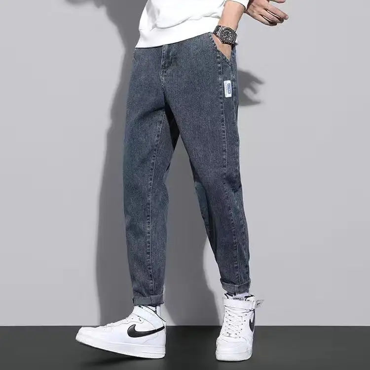 Y2K Korean Vintage Harajuku Jeans Clothes Loose Casual Trousers Stretch Leggings Trend All Match Pants