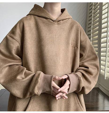 Voguable  Hoodies Streetwear Vintage Embroidered Suede Hooded Sweatshirt High Quality Hoodie Luxury Brand Unisex Pullover Y2k Clothing