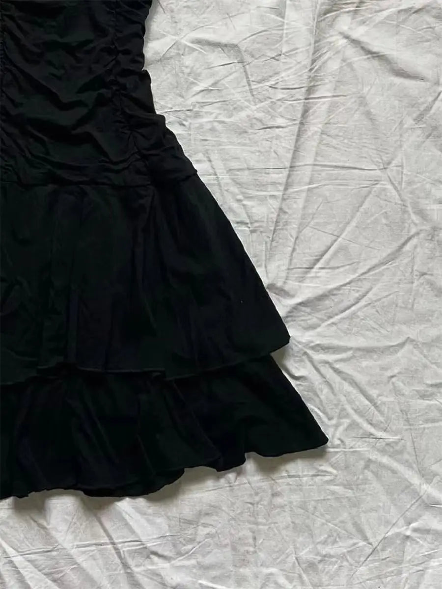 Punk Vintage 90s Korea Dress Sweet Girl High Waist Slim Gothic Harajuku Y2k Short Halter Dress