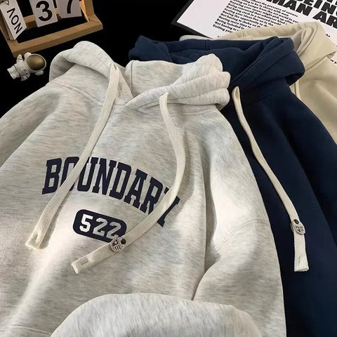 Retro Casual High Street Hoodies For Letter Print Pullover Hooded Sweatshirts Oversized Y2K Hoody Clothing