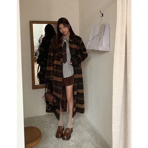 Y2K Harajuku Striped Shirts Vintage Streetwear Tie Long Sleeve Blouses Korean Preppy Slim All Match Tops New