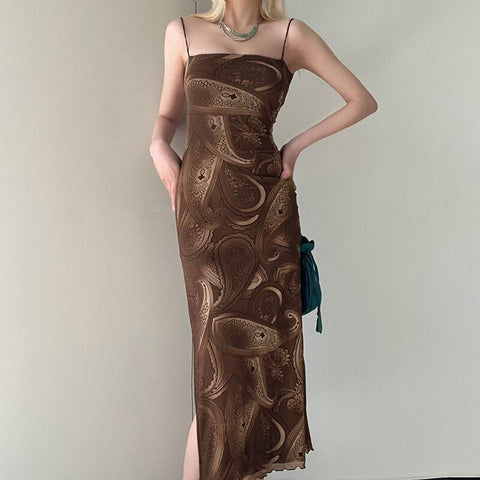 Voguable  Brown Fairy Mini Dress 90s Vintage Spaghetti Strap Ruffles Short Dress Lace Boho Party Holiday Sundress Y2K Streetwear