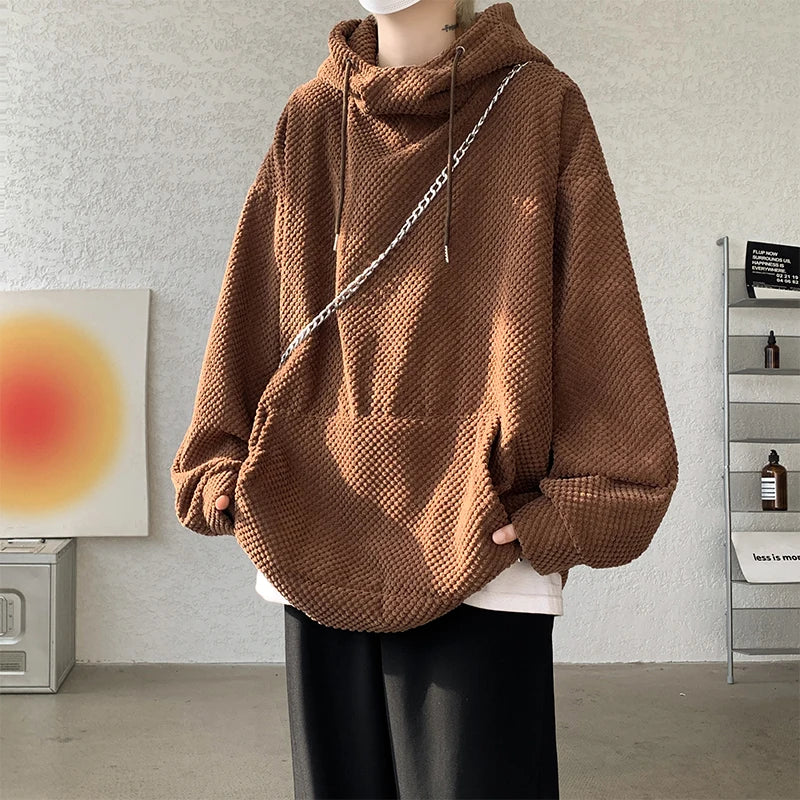 Voguable  Harajuku Corduroy Hoodies High Quality Streetwear Loose Y2k Hip Hop Hooded Sweatshirts Couple Clothing FePullovers