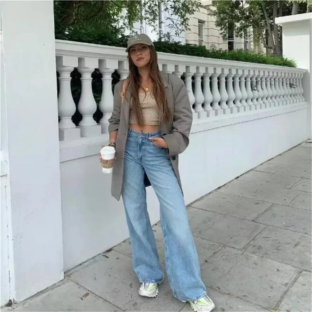 Japanese 2000s style y2k jeans for denim pants vintage clothes baggy jeans blue loose wide leg high waist jeans black