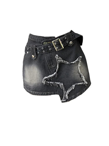 Voguable  2000s Sreetwear Clothes Black Gothic Denim Skirts Harajuku Mini Jean Skirt Vintage Y2k Aesthetic Oversize Skirt