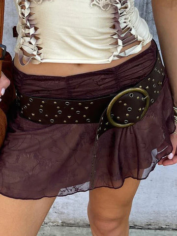 Voguable PU Vintage Wide Belt Rivet Pin Buckle Luxury Belts for Jeans Waistband Punk Rock Motorcycle Hip Hop Strap y2k